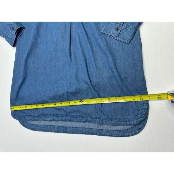 Old Navy Chambray Shirt Dress Womens Small Button Front Pockets Long Sleeve Blue - Picture 8 of 15